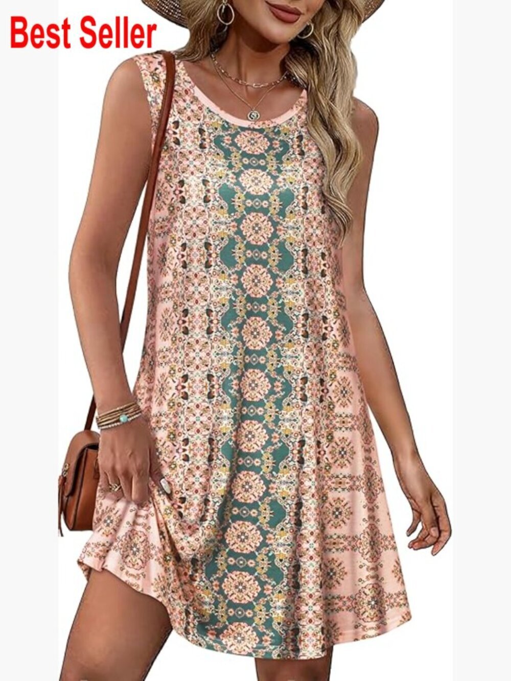 Sleeveless Floral Tank Sundress with Pockets, Casual Summer Dress